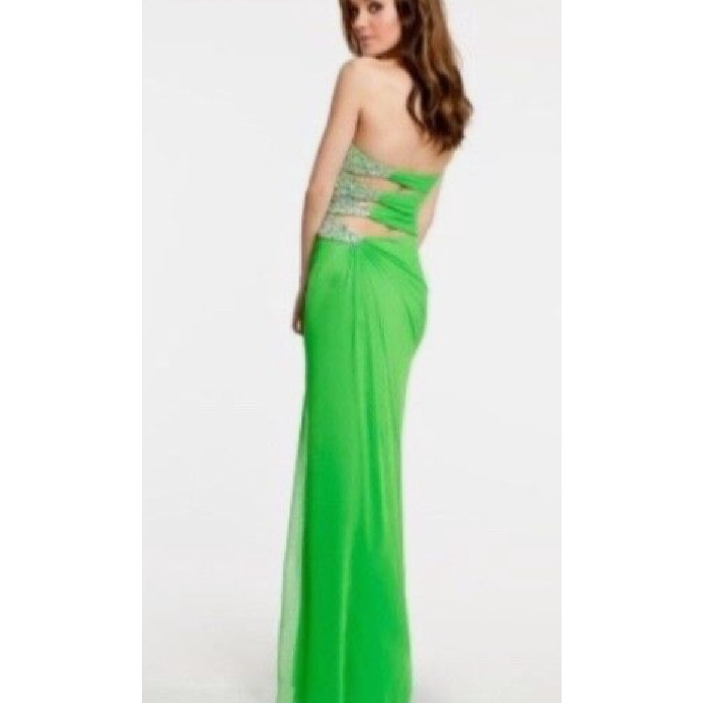 Camille la Vie Green Cutout Formal Long Gown Prom Wedding Dress Rhinestone